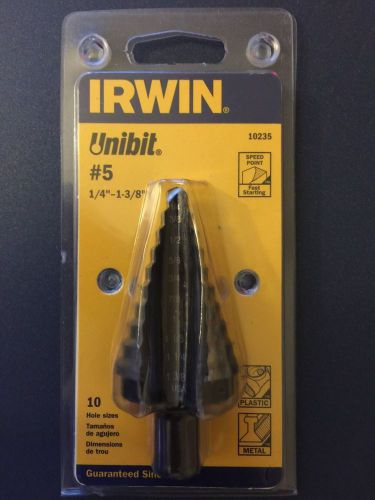 Irwin Unibit #5 10 hole sizes 1/4&#034; - 1 3/8&#034;   10235
