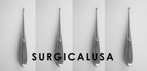 Kit of 4 Spratt Curettes Oval Cup size 4/0 to 0 Straight, SurgicalUSA Instrument
