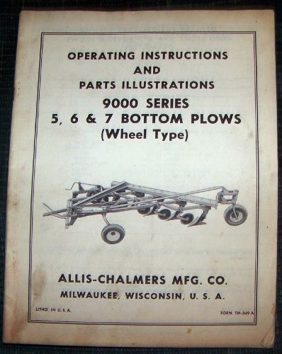 Allis Chalmers Operating instructions 9000 Series plows