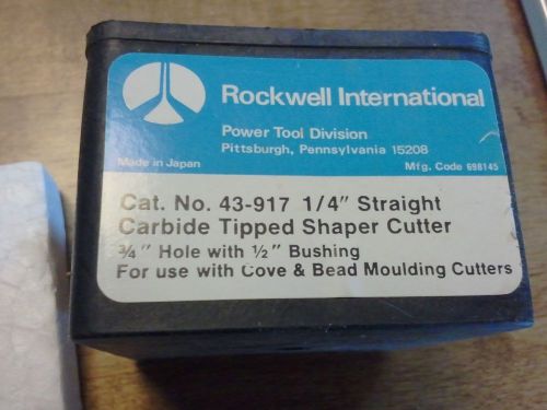 rockwell carbide tipped shaper cutter 43 917 straight 3/4 hole 1/2 bushing