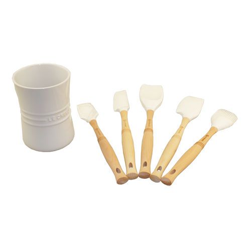Le creuset revolution silicone utensil set 6-piece white kitchen essentials new for sale