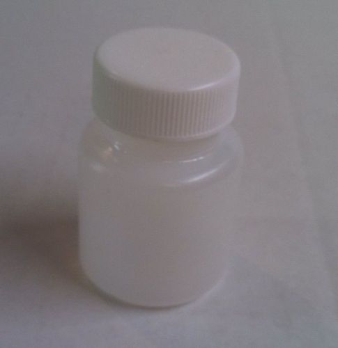 100 each Plastic Bottle (HDPE) w/White screw Lid, 1-oz.  New