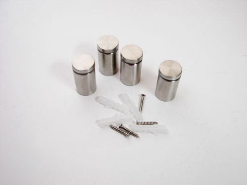 4 Pack 1&#034; Diameter 1-1/2&#034; Tall Stainless Steel Stand-Offs with Screws &amp; Anchors