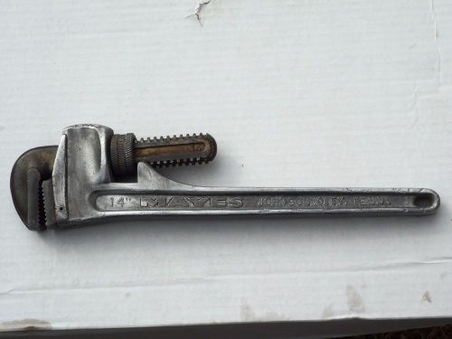 MAYES Vintage 14&#034; Pipe Wrench Aluminum Handle Tool Johnson City, Tennessee