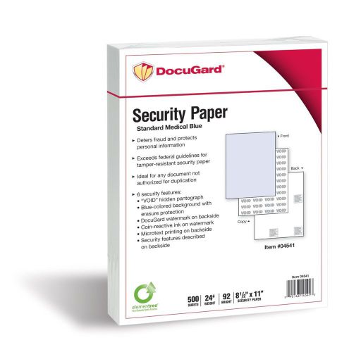 DocuGard Medical Security Paper, 8.5 x 11 Inches, Blue, 500 Sheets (04541)