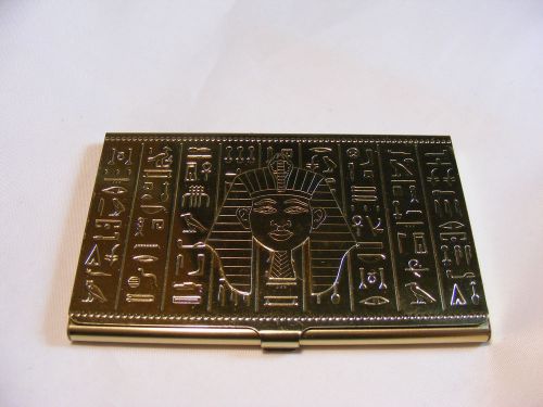 Lovely Gold Tone EGYPTIAN PHARAOH Business Card Holder