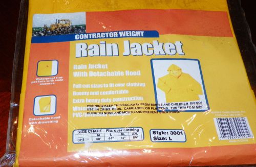 Midwest mens orange rain jacket &amp; hood extra heavy duty contractor weight large for sale