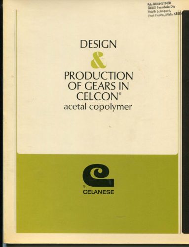 1969 vintage celanese publication: &#034;design &amp; production of gears in celcon...&#034; for sale