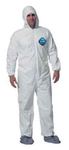 Dupont ty122s white hooded tyvek coverall w/ boots size 3x case of 25 for sale