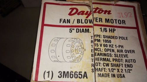 DAYTON 3M665A NEW IN BOX 5&#034; DIAM 1/6 HP SHADED POLE 1050 RPM 115V MOTOR #A46