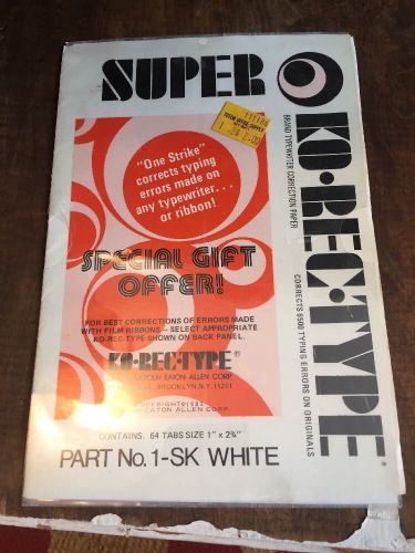 Super Ko-Rec-Type Part 1 SK-white Typewriter Correction Paper, 64 1x2 3/4 Tabs