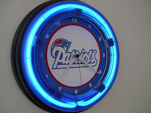 New England Patriots Football Neon Wall Clock Game Room Sign