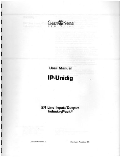 Greenspring Computer IP-Unidig IndustryPack Module manual