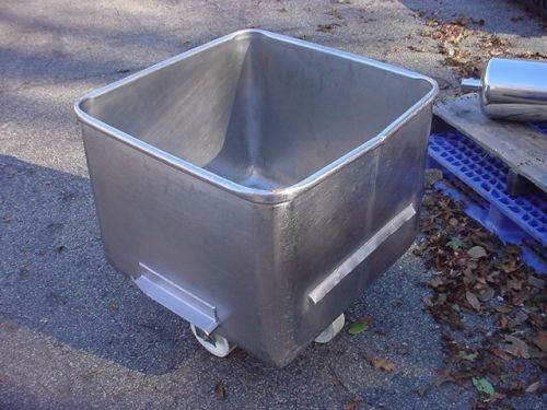 55 gallon SANITARY STAINLESS STEEL TOTE CART food dough meat on wheels