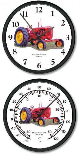 New MASSEY HARRIS MODEL 44 Wall Clock and Thermometer Set Vintage 1949 Tractor
