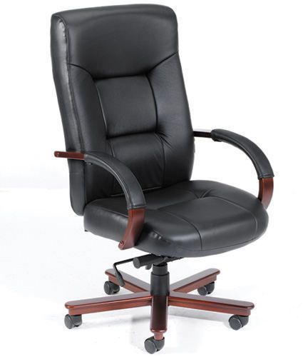 CONFERENCE CHAIR Genuine Leather with Wood Executive President Office Mahogany