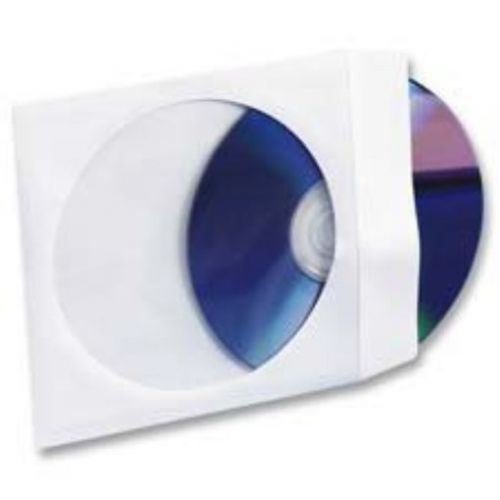 CD/DVD White Paper Sleeves with Clear Window, 250 Pack