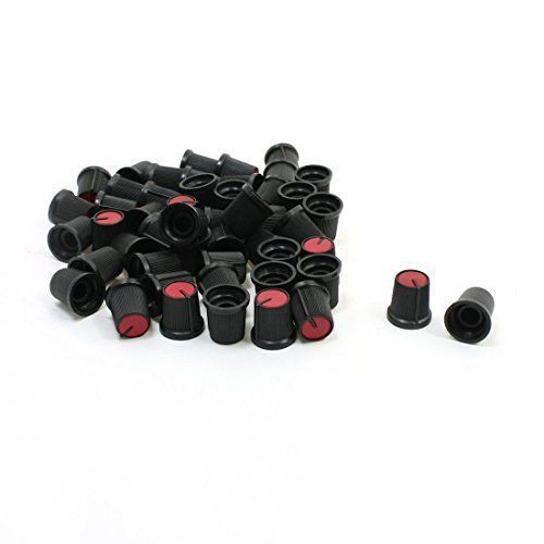 Urbest® 50 pcs 6mm 15/64&#034; shaft dia. nonslip potentiometer knobs red black for sale