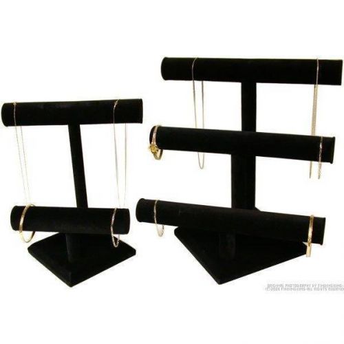 2 Black Velvet T-Bar Display Jewelry Chain Bracelet