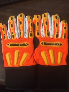 (M) R2 Corded Palm Rigger Impact Glove with Long Neoprene Cuff - Hi-Viz Orange