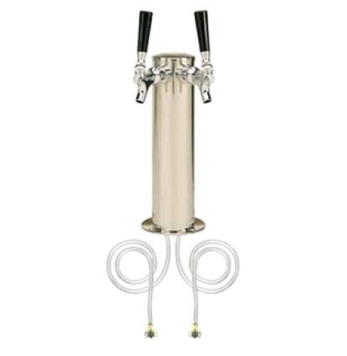 Kegco kc d4743dt-ss double tap stainless steel draft beer kegerator tower, 3 dia for sale