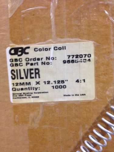 GBC ColorCoil sprial binding spirals 12mm 4:1 Pitch x 12.125&#034; Silver PMS 877