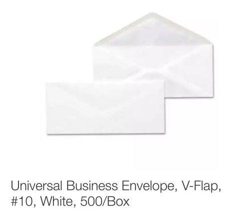 Universal Business Envelope, V-Flap, #10, White, 500/Box