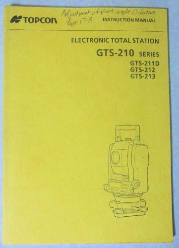 Topcon Total Station GTS-210 Series GTS-211D/GTS-212/GTS/213 Instruction Manual