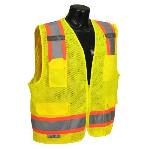 Radians SV6-2ZGM-L Two Tone Class 2 Surveyor Polyester Mesh Vests with Trim