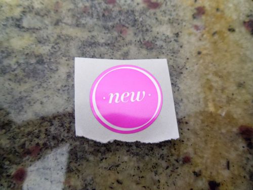 Pink Round Labels With Silver Words &#034;New&#034; 100 Each