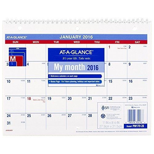 At-A-Glance AT-A-GLANCE Monthly Desk / Wall Calendar 2016, 12 Months, 11 x 8-1/2
