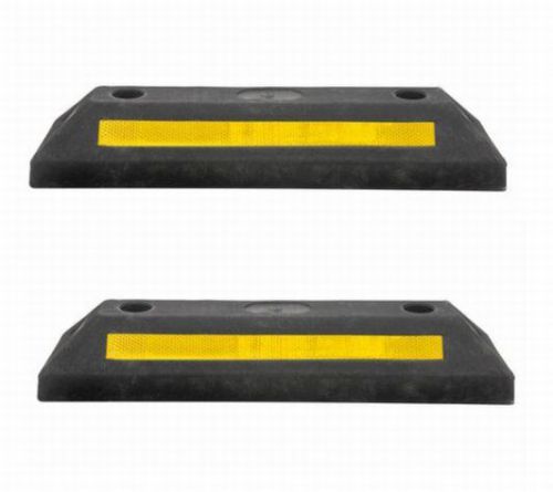 2 new premium 21&#034; rubber parking curbs! wheel stop driveway tire guide block set for sale