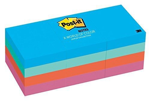 Post-it Notes, 1 3/8 in x 1 7/8 in, Jaipur Collection, 12 Pads/Pack, 100