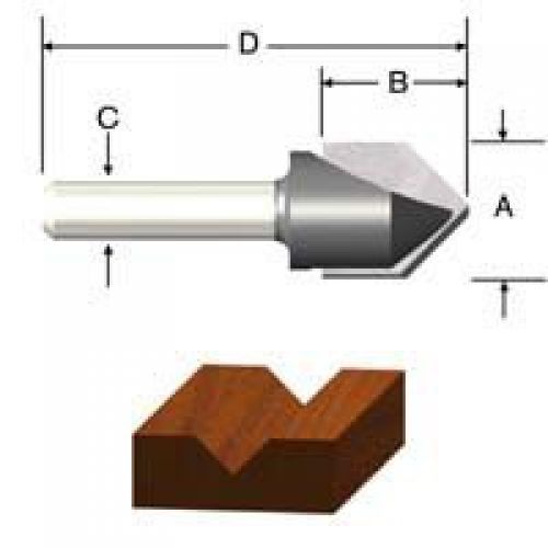 Vermont American 23120 1/2-Inch by 90-Degree Carbide Tipped V-Groove Router Bit,