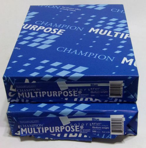 CHAMPION Multipurpose Copy Paper 20 Pound 8-1/2 x 11 - BLUE - 2 Reams of 500