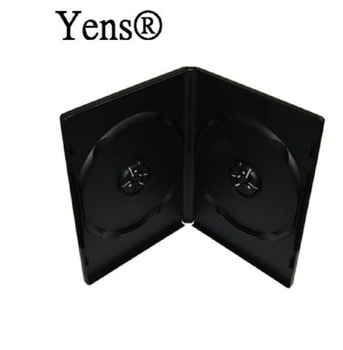 Yens® 10 premium standard black double cd dvd case 14mm movie box 10#14bdvd2 for sale