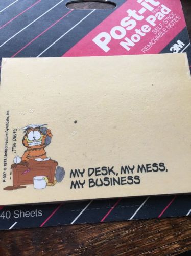 Vintage Garfield The Cat Post It Note Pad Self Stick 3m 40 Sheets My Desk My Mes