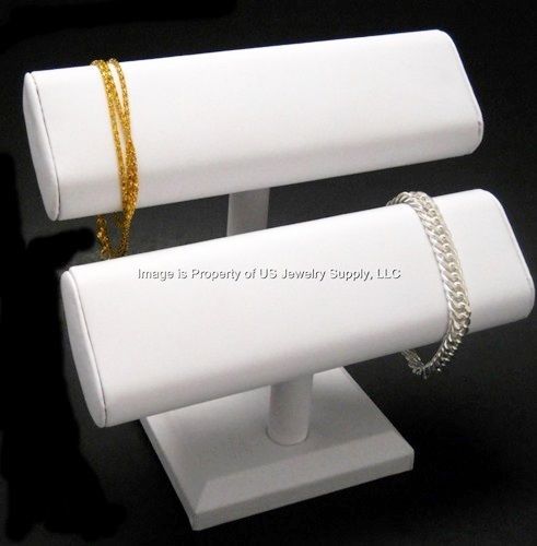 White Oval Double T Bar Display for Bracelets, Watches Chains  7 1/2&#034;W x 7&#034;H
