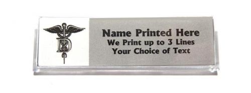 Dental Caduceus Silver Custom Name Tag Badge ID Pin Magnet for Dentist Hygienist