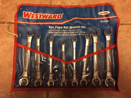 Vintage Westward 8pc. Flare Nut Wrench Set w/ Case SAE &amp; Metric #4YR29
