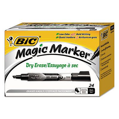 Low Odor and Bold Writing Dry Erase Marker, Chisel Tip, Black, 24/Pack