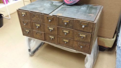 Antique Vintage GLOBE Metal Library Card Catalog Cabinet 15 drawers