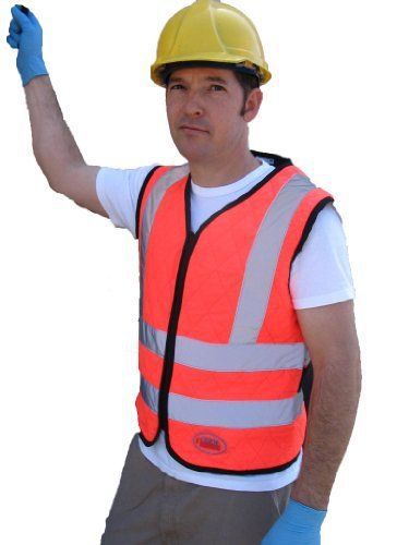 Cool Medics M1863-OR-SM Orange Contractors Cooling Vest With Reflective Stripes,