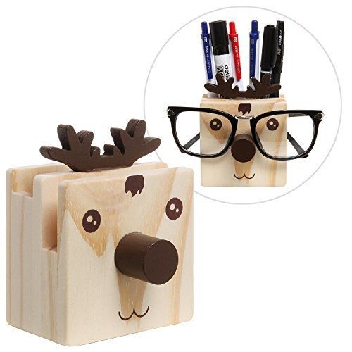 Mygift humorous reindeer design wood desktop pencil cup organizer / novelty for sale