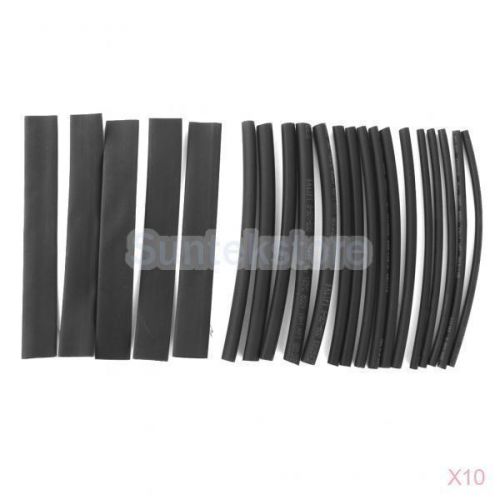10x 20pcs heat shrinkable tubing tube wire electrical cable sleeving wrap black for sale