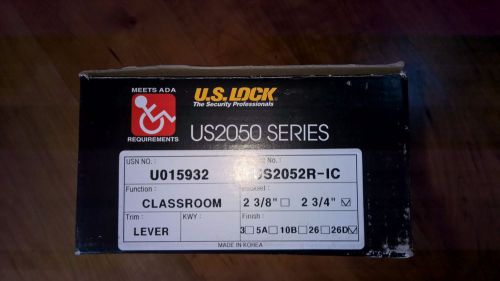 US Lock US2050 Series Grade 2 Leverset Classroom 2 3/4&#034; Backset Satin Chrome