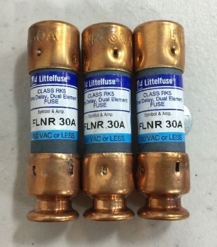 Lot Of 3 Littelfuse FLNR30A Class RK5 Time Delay Dual Element Fuse 30 Amp 250VAC