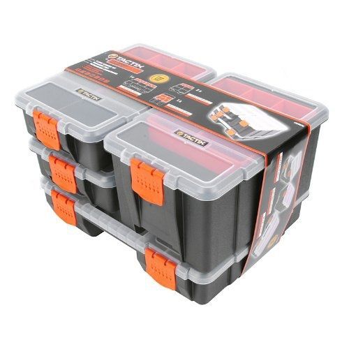 Tactix 320020 4-in-1 Plastic Tool Organizer Set, Black/Orange