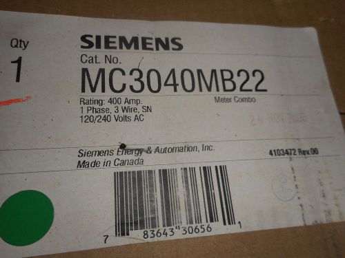 SIEMENS MC3040MB22 400 AMP 120/240 VOLT METER COMBO