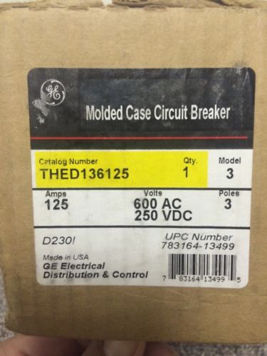 GE THED136125 BU 125A 600V 3P USED